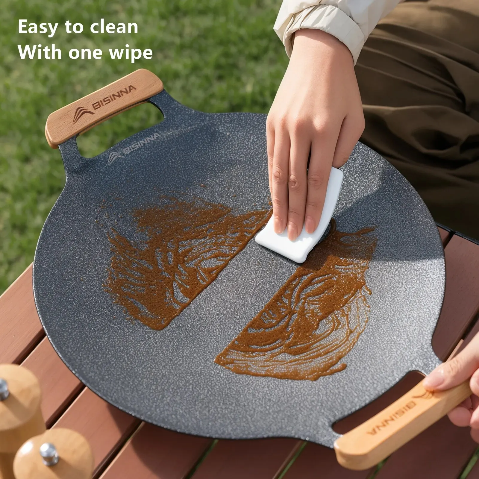 BISINNA 30CM Outdoor BBQ Grill Pan Non Stick Stovetop Baking Tray Korean Roastig Grill Plate Camping Equipment - Image 5