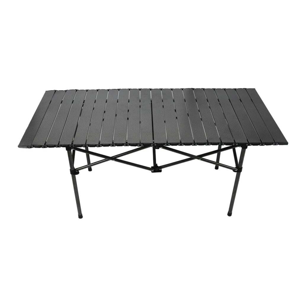 Folding Camping Table 47.24in Black Multi Functional Carbon Steel Portable Roll Up Outdoor Table with Carrying Bag for Outdoor