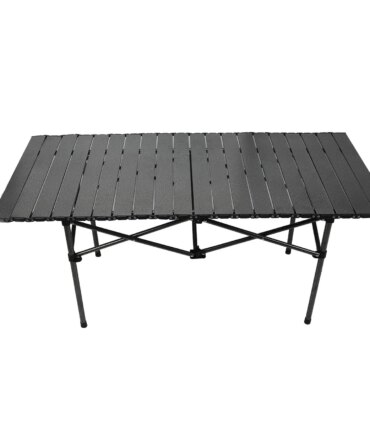 Folding Camping Table 47.24in Black Multi Functional Carbon Steel Portable Roll Up Outdoor Table with Carrying Bag for Outdoor