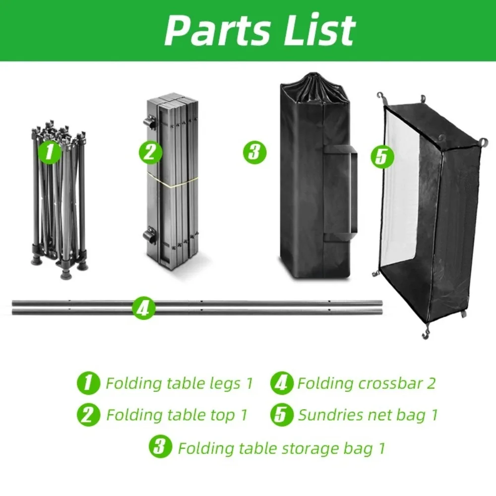 2025 Portable Folding Table Camping Table Outdoor Folding Storage Long Table Easy To Install With Net Bag Black Camping Desk - Image 5