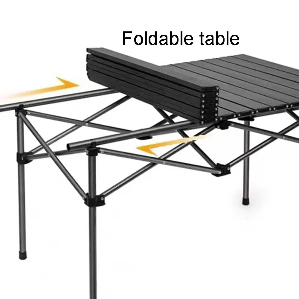 2025 Portable Folding Table Camping Table Outdoor Folding Storage Long Table Easy To Install With Net Bag Black Camping Desk - Image 4