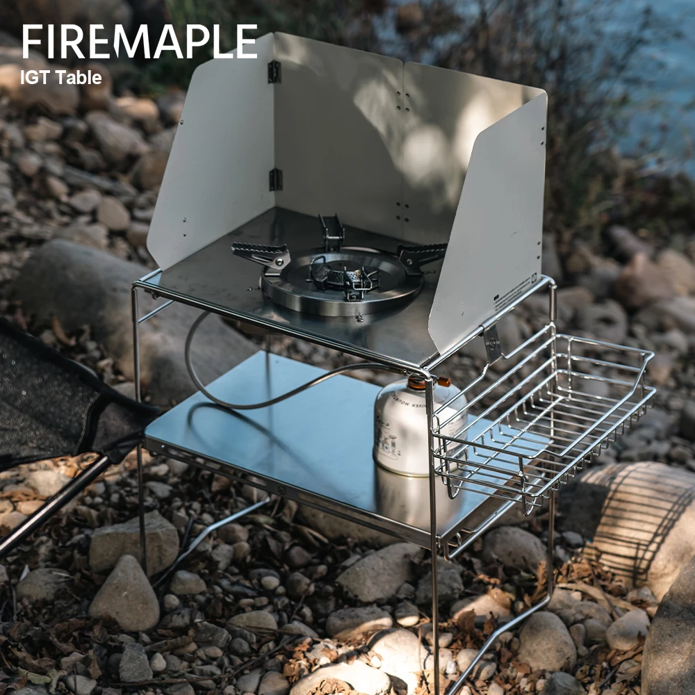 FireMaple IGT System Table Stainless Steel Outdoor Camping Stove Portable Picnic Table for Hiking Travel
