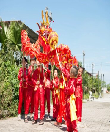 5.5M For 6 Children Size CHINESE New Year Spring Day DRAGON DANCE Silk Folk Festival Celebration Play Party Costume Stage prop
