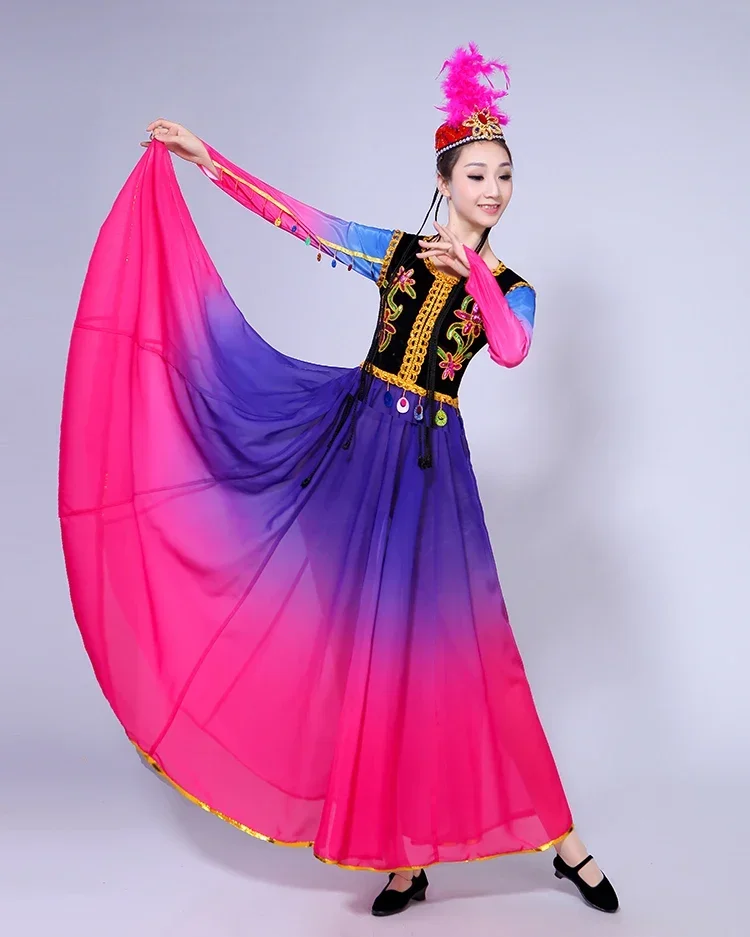 Xinjiang Uyghur Dance Costumes Ancient Traditional National Minority Folk Dance Costume Adult Kids Modern Dance Hanfu Outfits - Image 4