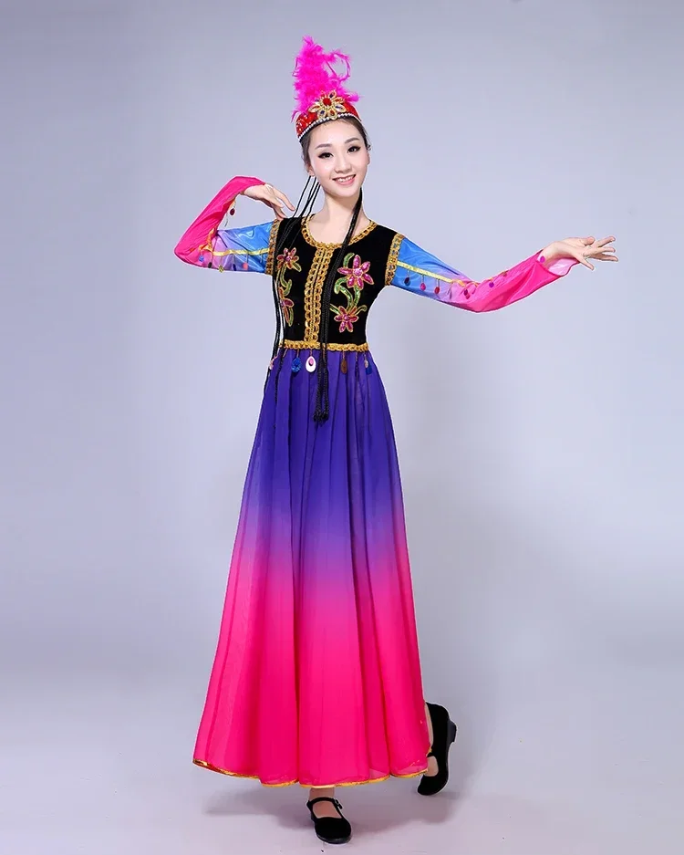 Xinjiang Uyghur Dance Costumes Ancient Traditional National Minority Folk Dance Costume Adult Kids Modern Dance Hanfu Outfits - Image 3