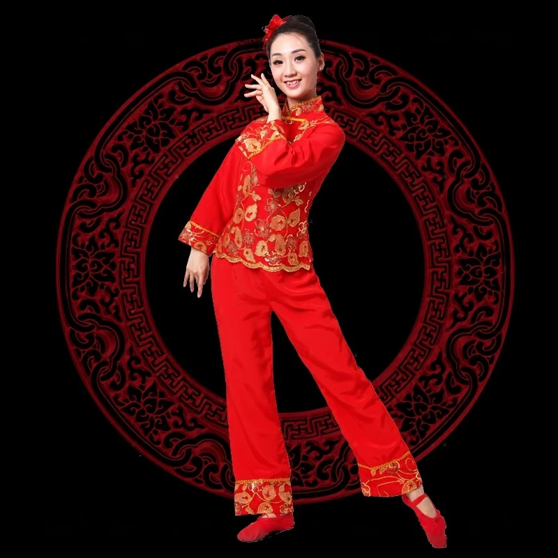ancient chinese costume women folk dance lion costume for woman hanfu women new year Fan Yangko Stage clothing dragon Younger - Image 4