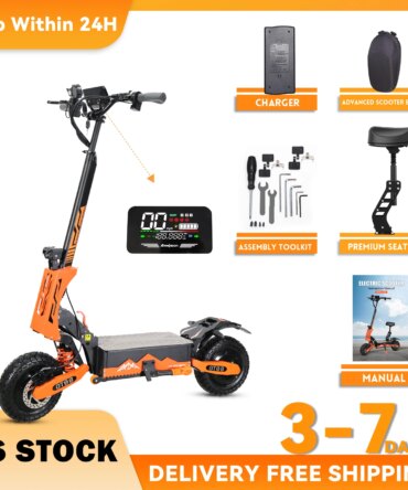 Arwibon 5600W Adult Electric Scooter Dual Motor Top Speed 46MPH,60V27AH, 11-inch Off-Road Tires Sport Folding eScooter with Seat