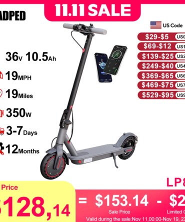 LADPED Electric Scooter 350W 19mph APP Smart Scooter Shock-absorbing Anti-skid ‎8.5 Inches Folding waterproof Electric Scooter