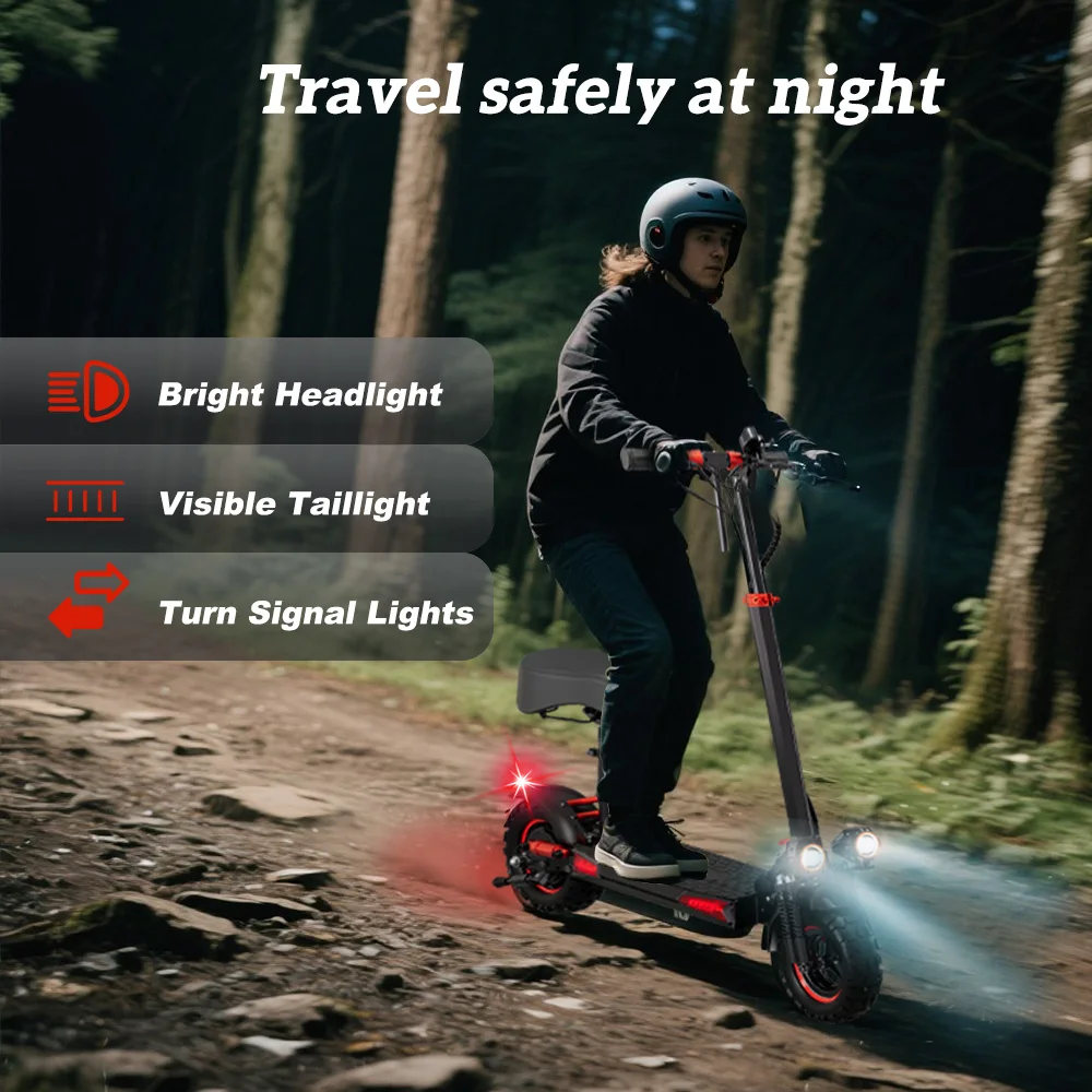 1200W Foldable Adult Electric Scooter with Seat, 11'' Off-road Tires, 48V 21Ah Battery, Dual Suspension Commuting E-scooter - Image 4