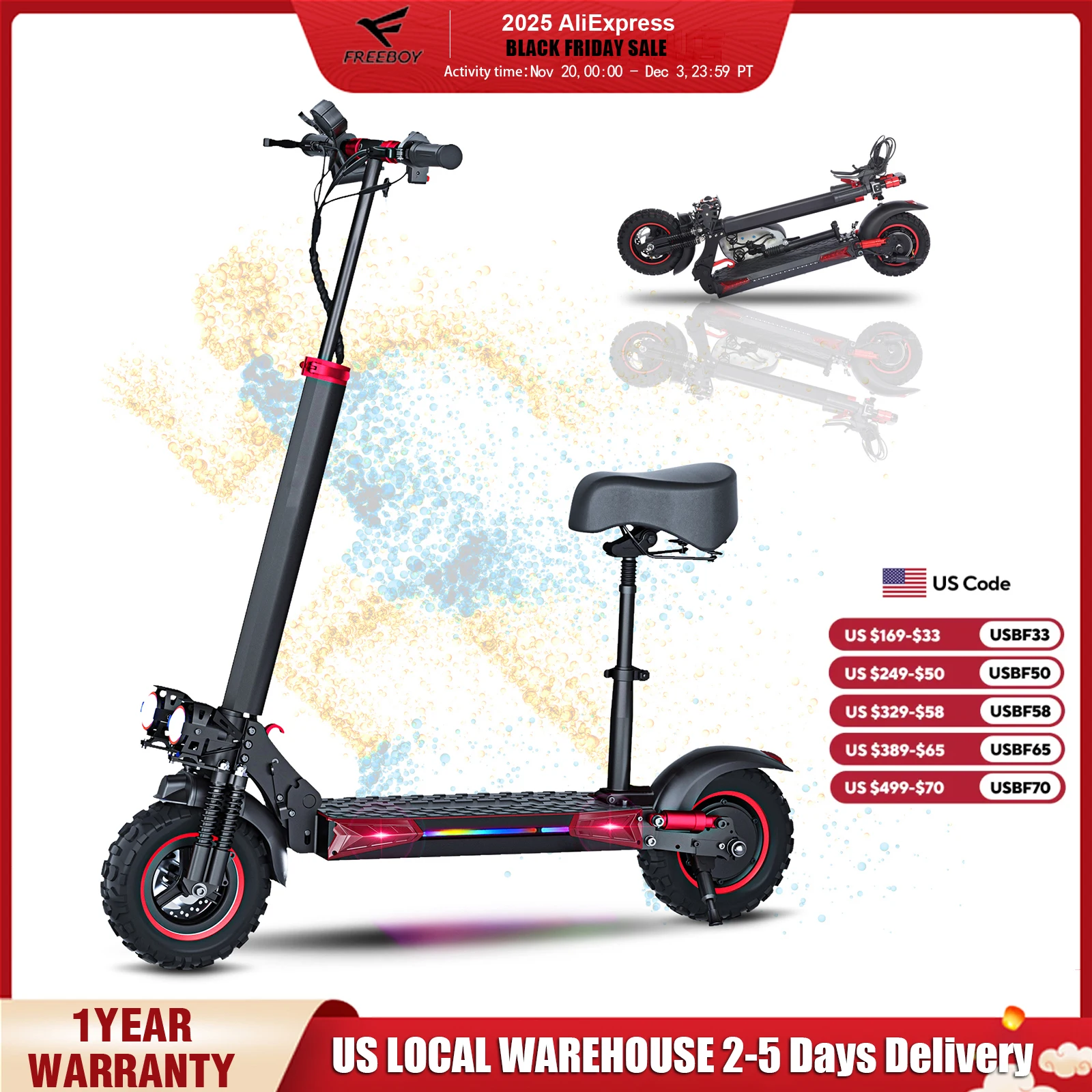 1200W Foldable Adult Electric Scooter with Seat, 11'' Off-road Tires, 48V 21Ah Battery, Dual Suspension Commuting E-scooter