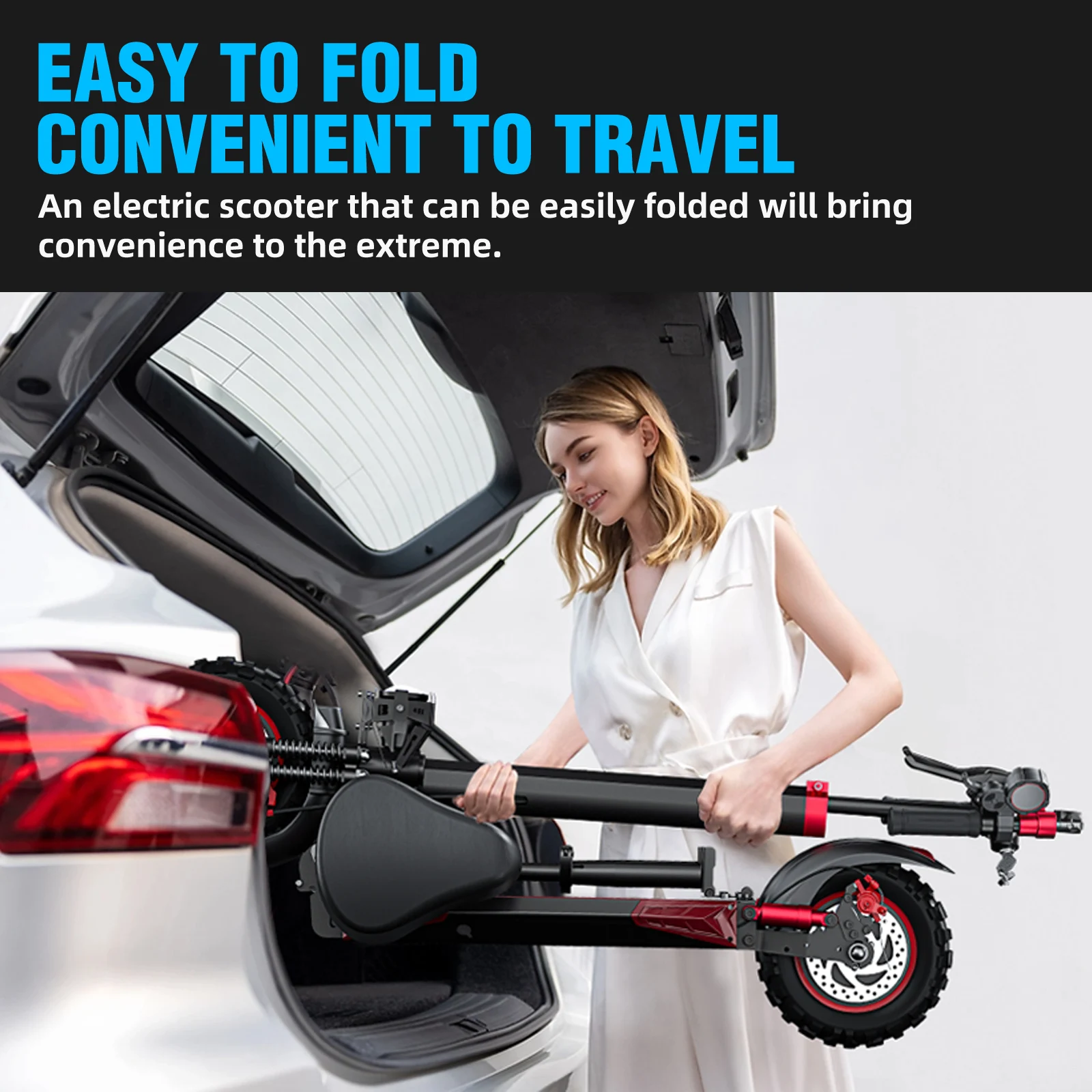 1200W Foldable Adult Electric Scooter with Seat, 11'' Off-road Tires, 48V 21Ah Battery, Dual Suspension Commuting E-scooter - Image 6