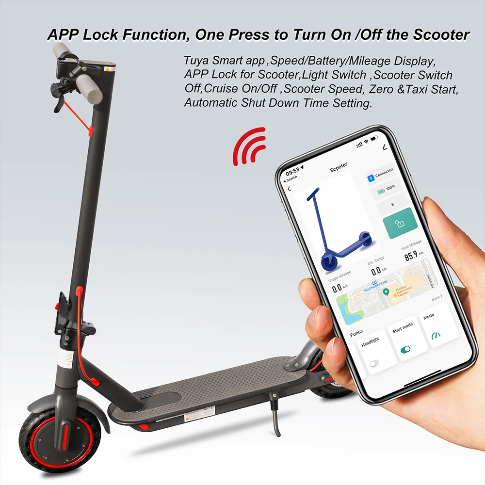 AOVOPRO ES80 350W Electric Scooter 10.5Ah 19mph Max Speed Smart APP Control 21miles Max Range Foldable E-Scooter for Adult - Image 4