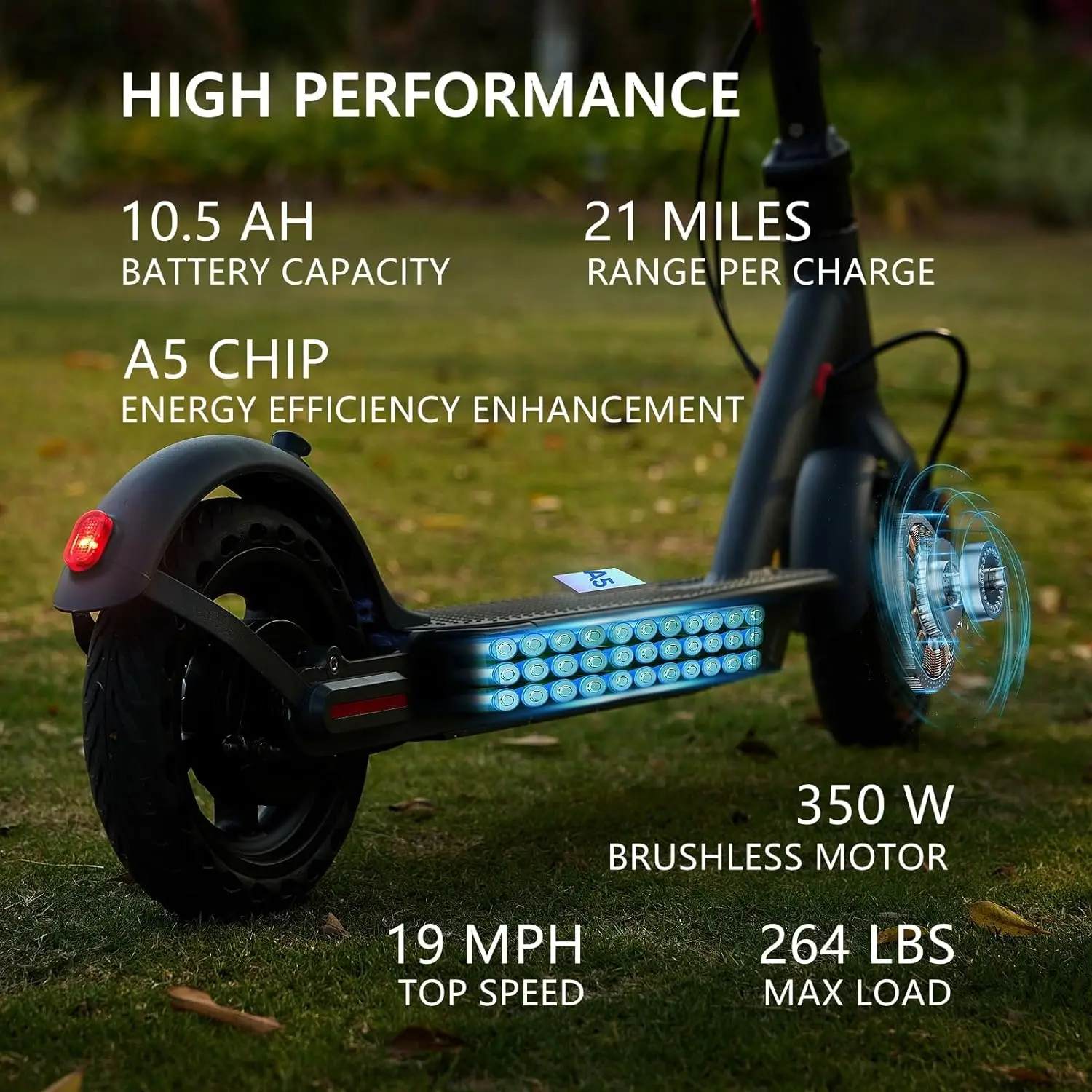 G5.0 Electric Scooter 36V 10.5AH High Capacity Battery 21Miles Long Range 19Mph 350 Motor 8.5Inch Tyres Foldable Escooter - Image 3