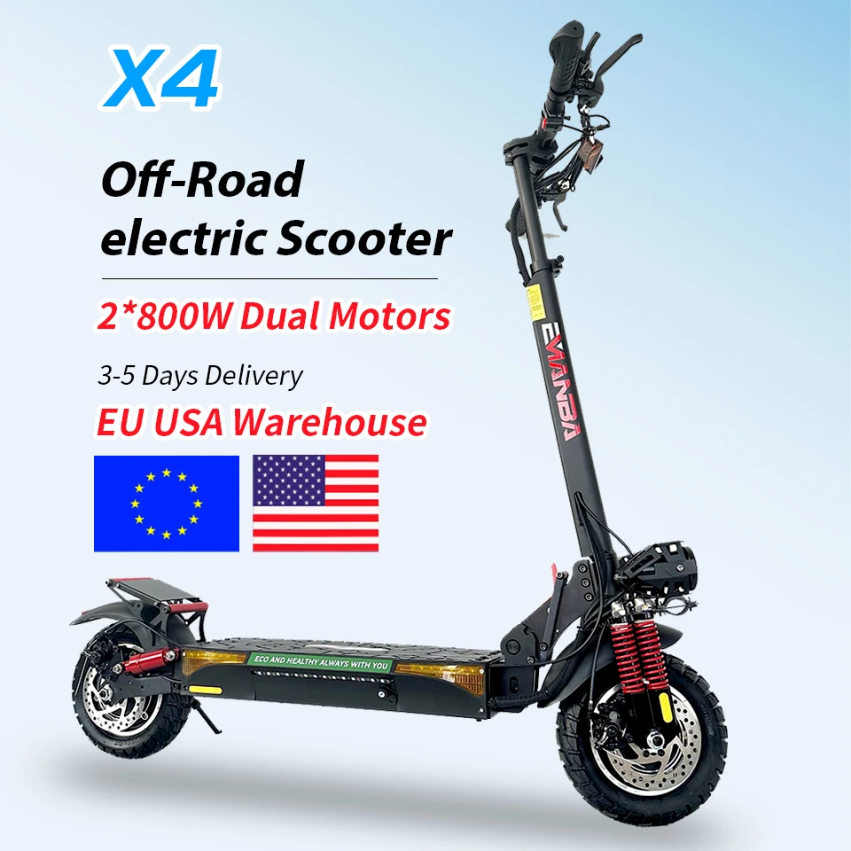 EMANBA X4 EU USA In Stock 2*800W Powerful Dual Motors Electric Kick Scooter 10Inch Off Road Tire E Scooter 50-60km - Image 4
