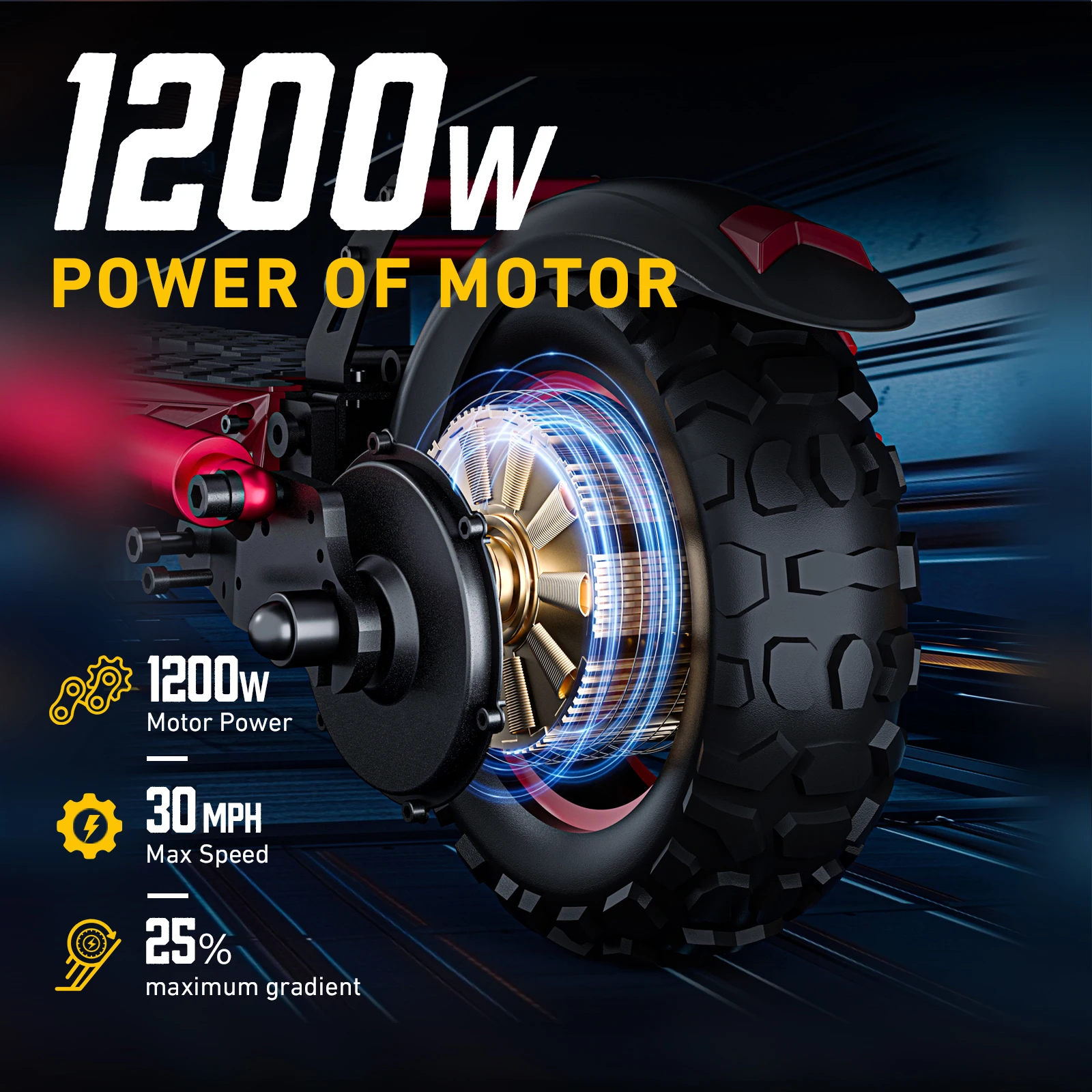 FREEBOY 1200W Off-road Electric Scooter with Seat, 48V 21Ah/18Ah Battery, Max speed 30Mph, Foldable Commuter E-scooter - Image 4