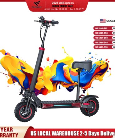 FREEBOY 1200W Off-road Electric Scooter with Seat, 48V 21Ah/18Ah Battery, Max speed 30Mph, Foldable Commuter E-scooter
