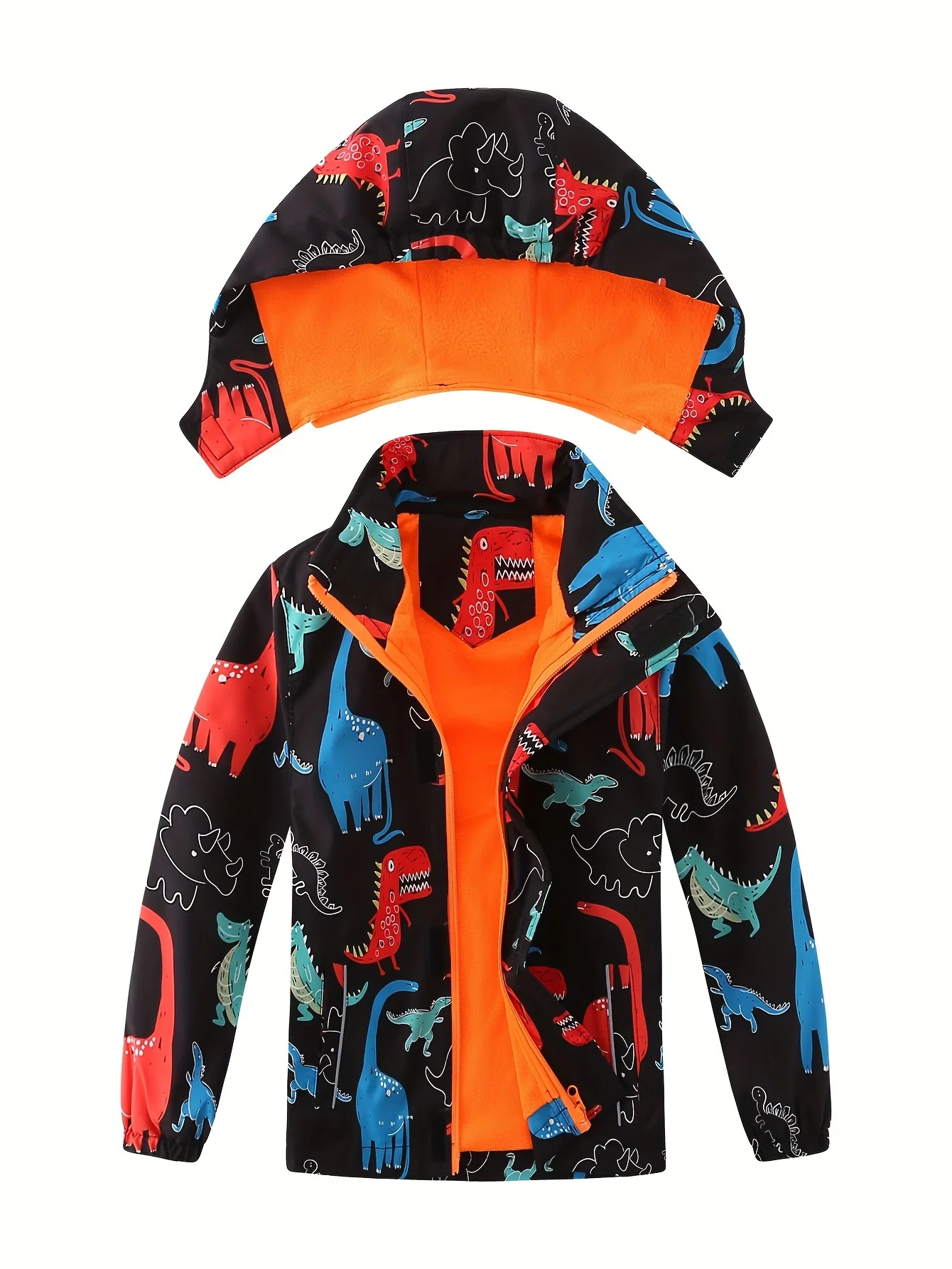 Children Dinosaur Jacket Hooded Windproof Warm Autumn Winter Cartoon Coat Fashion Windbreaker Kids Outerwear - Image 3