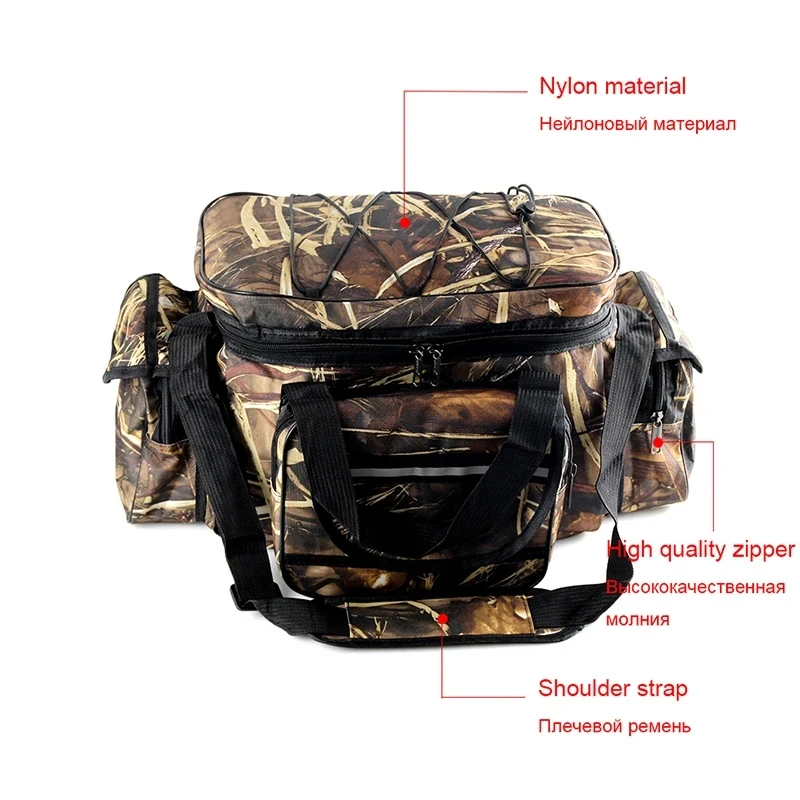50*30*25cm Waterproof Fishing Bag Nylon Large Capacity Multi-Purpose Fishing Tackle Bag Two-Layer Outdoor Shoulder Bags - Image 4