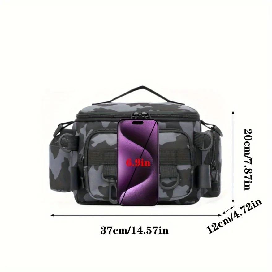A practical fishing gear bag - canvas waist bag crossbody shoulder bag, universal travel sports bag - Image 3