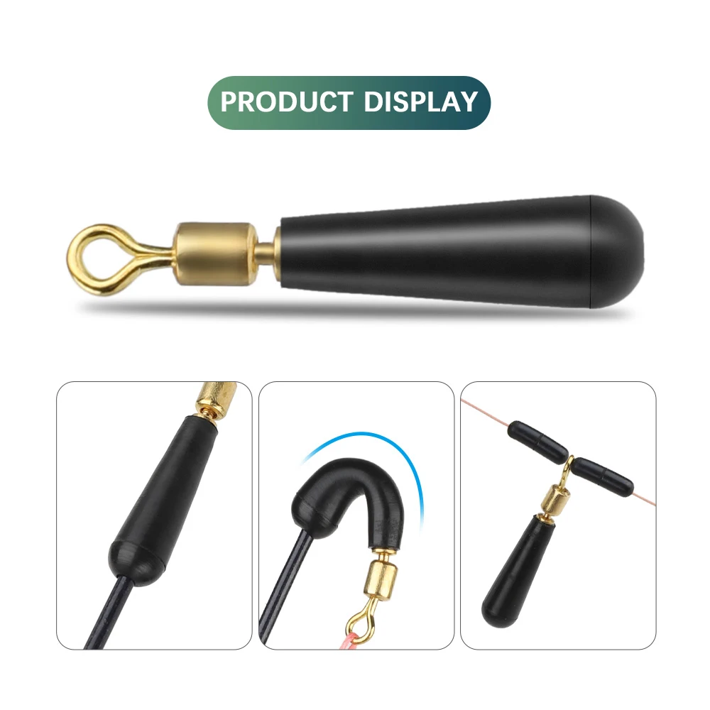DNDYUJU 50X Fishing Gear Block Rotation Drift Fishing Floats Accessory Bobber Copper Rubber Tools Fish Float Fishing Float Base - Image 3