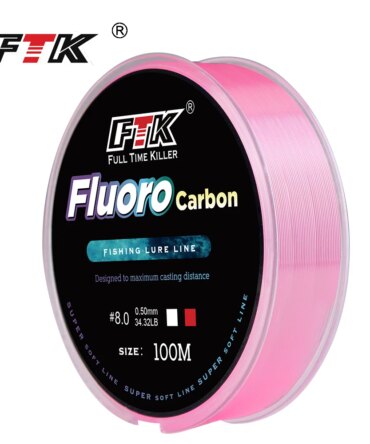 FTK 100m 4.13-34.32LB Fluorocarbon Fishing Lure Line 0.14mm-0.5mm pink Carbon Fiber Fly Fishing Line Super Soft Line Pesca