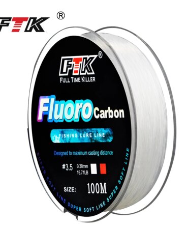 FTK 100M Fluorocarbon Coating Fishing Line 0.14mm-0.5mm 4.13LB-34.32LB Carbon Fiber Monofilament Line Carp Fishing Sinking Line