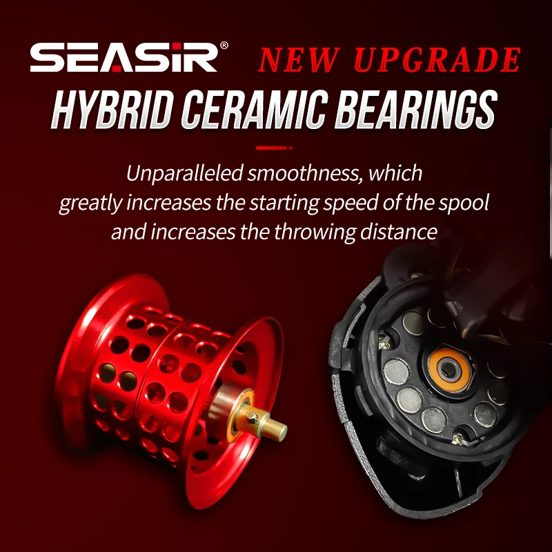 Seasir Mansory Baitcasting Fishing Reel 146g Ultralight Carbon 11+1 7.3:1 HS Ratio Hybrid Ceramic Bearing Double Spools Seawater - Image 6