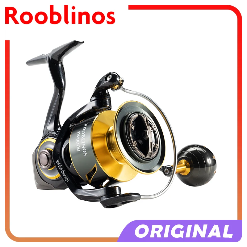 ROOBLINOS SW Spinning Reel Ultralight Saltwater Surf Reel 5.0:1 9+1 BB Max Drag 12kg Fishing Reels Wheel