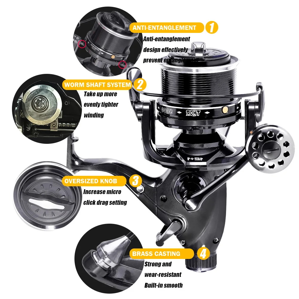 New Carp Fishing Reel Spinning Reels Max Double Drag 27kg 12+1BB Carretilha De Pesca Accesorios Mar Peche En Mer Salt/Freshwater - Image 3