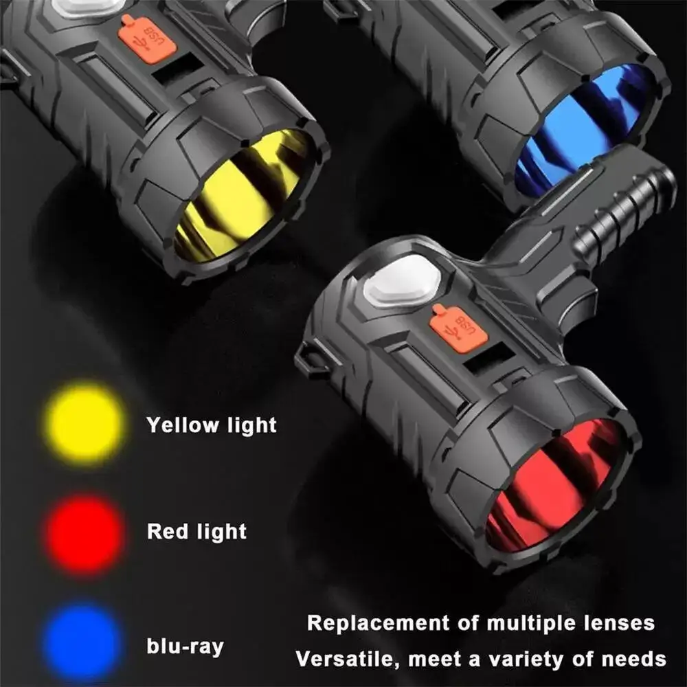 Solar/USB Rechargeable LED Spotlight Flashlight Searchlight 3000LM Bright - Image 3