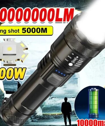 High Strong Power Led Flashlights Tactical Torch with Display Light USB Charging Camping Fishing Emergency Zoom Lantern
