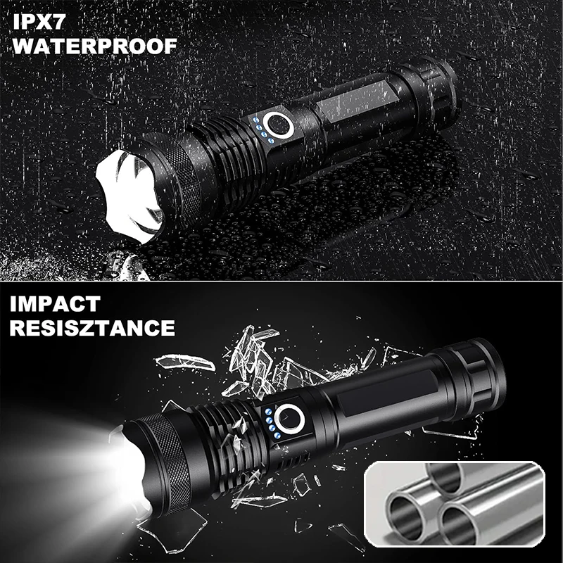 High Power Rechargeable LED Tactical Flashlight Aluminum Alloy Telescopic Zoom Torch Lamp for Outdoor Camping Fishing - Image 5