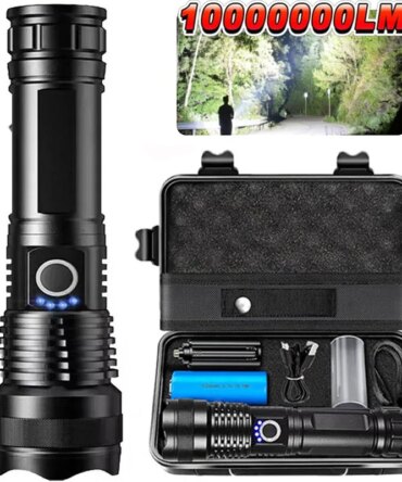 High Power Rechargeable LED Tactical Flashlight  Aluminum Alloy Telescopic Zoom Torch Lamp for Outdoor Camping Fishing