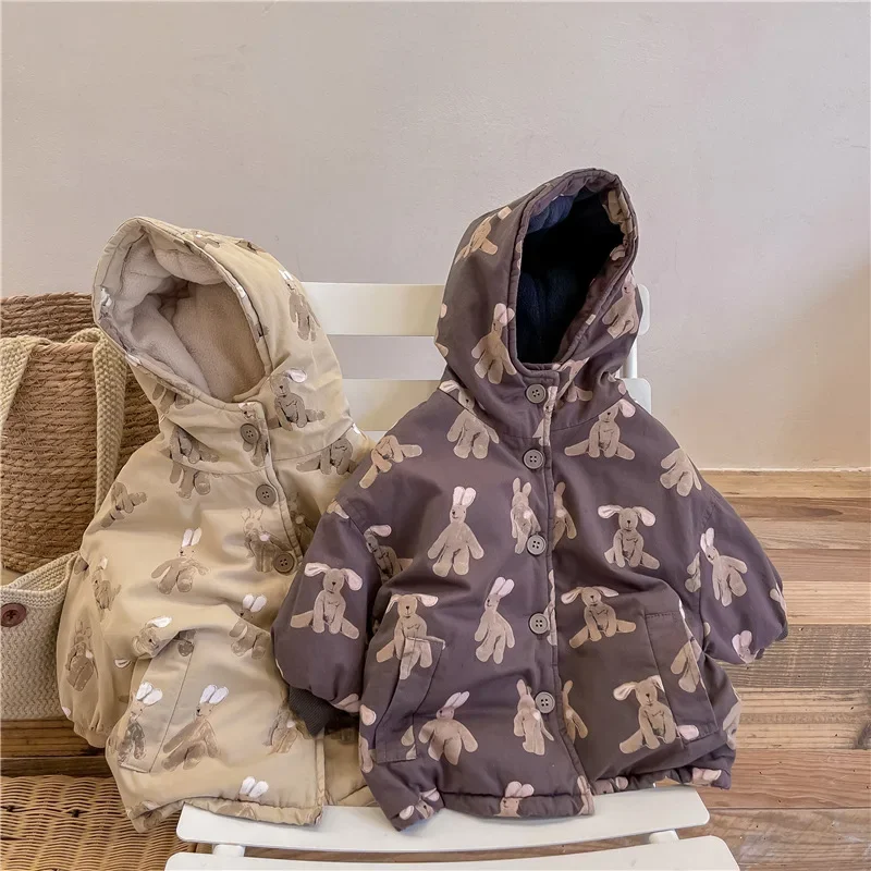 Children From 1 To 7 Years Outerwear Cartoon Kids Thick Padded Coat With Hood Korean Baby Clothing Girl Boy Jacket Warm Winter - Image 3
