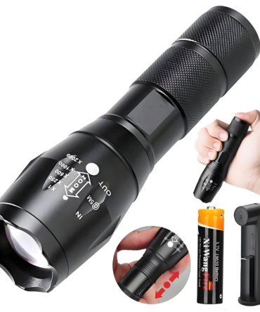 High Power T6 LED Flashlight Camping Torch 5 Light Modes Zoomable Waterproof Aluminum Alloy Body External 18650 Battery Included