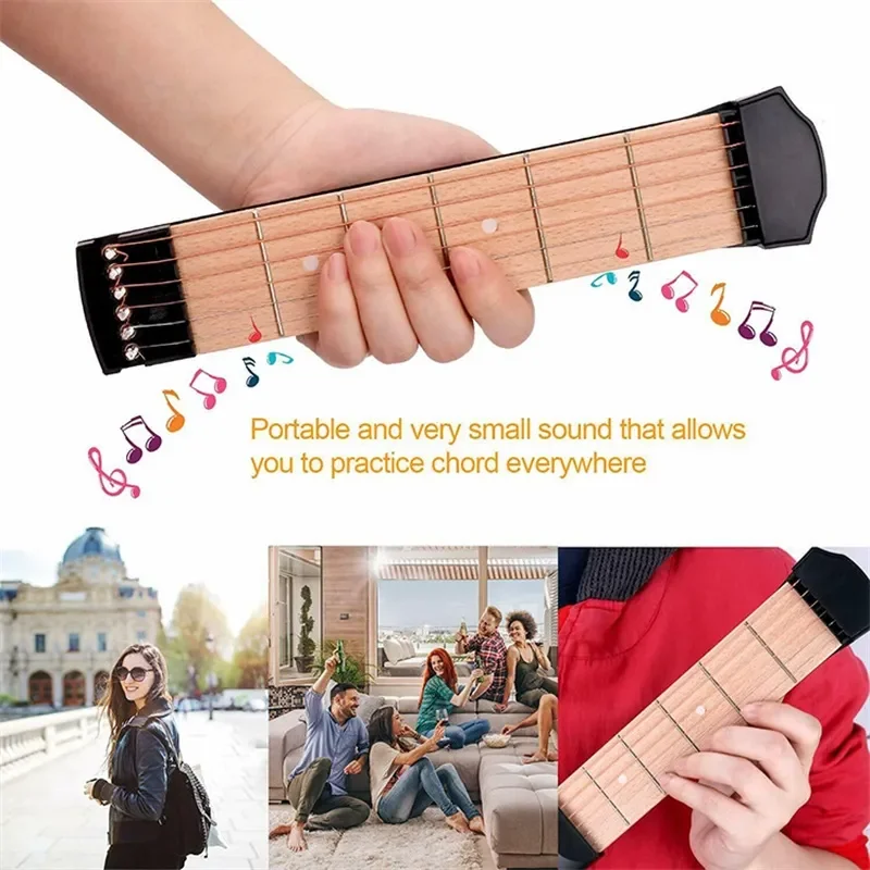 6 Fret Pocket Guitar Bass Travel Gift Mini Guitarra Musical Instruments Finger Exerciser Train Practice Tool For Beginners Kids - Image 4