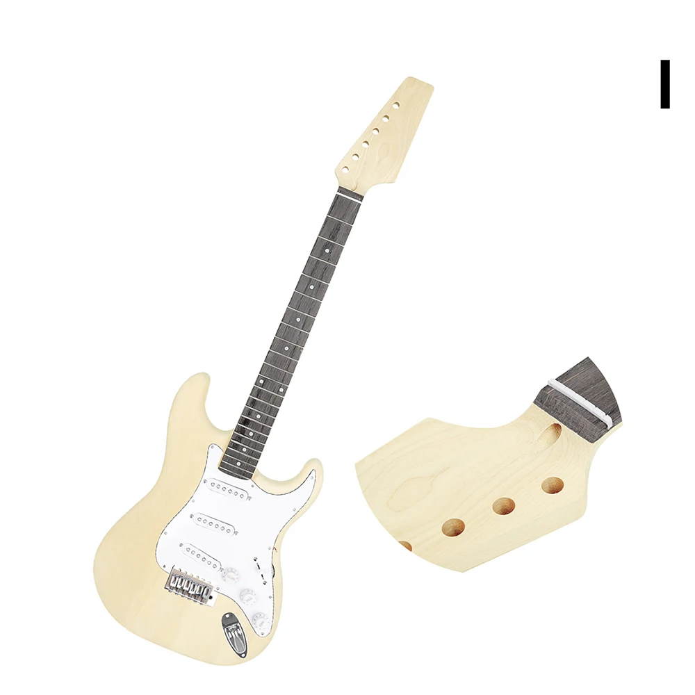 DIY Electric Guitar Kit 6 Strings 22 Frets Basswood Neck Body Electric Guitar DIY Guitarra with Strings Tuner Connecting Cable