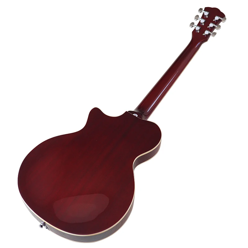 6 Strings Spruce Wood Top Electric Guitar 39 Inch 22 Fret Double F Holes High Glossy Good Handicraft Guitarra Sunburst&Red Color - Image 6