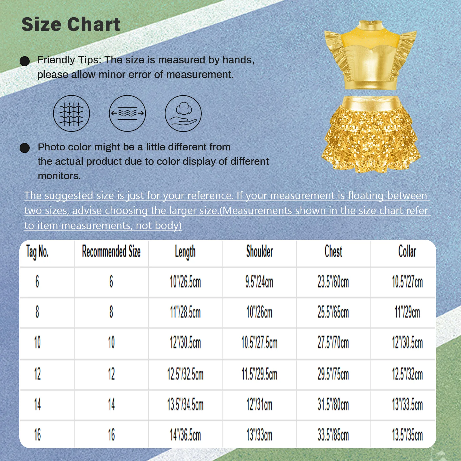 Girls Sequin Jazz Street Dance Outfit Costume Shiny Crop Top with Tiered Unitard Skirted School Basketball Cheerleading Costumes - Image 4