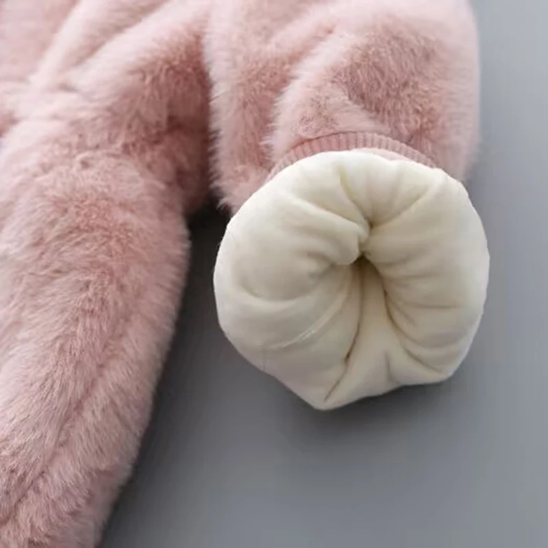 Winter Girls Coat Super Warm Mink Fur Padded Thickened Long Sleeve Hooded Coats Baby Kids Children Jacket Plush Outerwear - Image 6