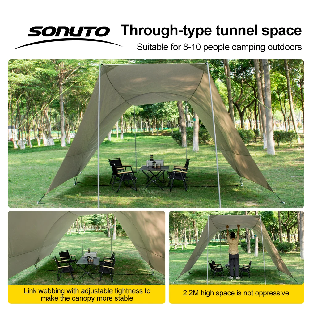 Sonuto 8-14P Car Awning Tent 210D Waterproof Windproof UV Sun Shelter Anti-Mosquito Beach Camping Tent Portable for Outdoor - Image 4