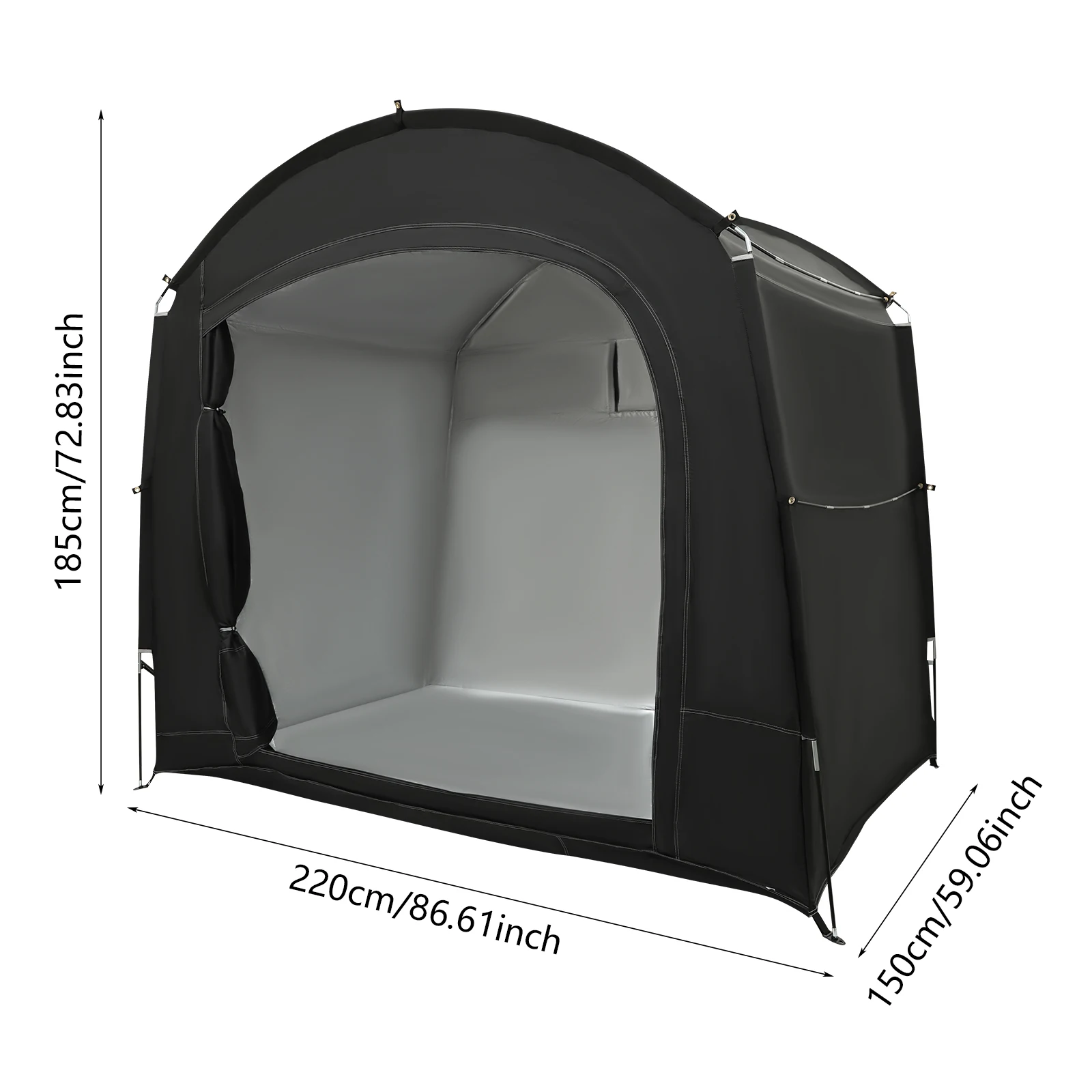Bike Storage Shed for 1-4 Bikes Portable Waterproof Bicycle Shelter Tent 220x150x185cm 210D Oxford Cloth Foldable Sunshade Cover - Image 6