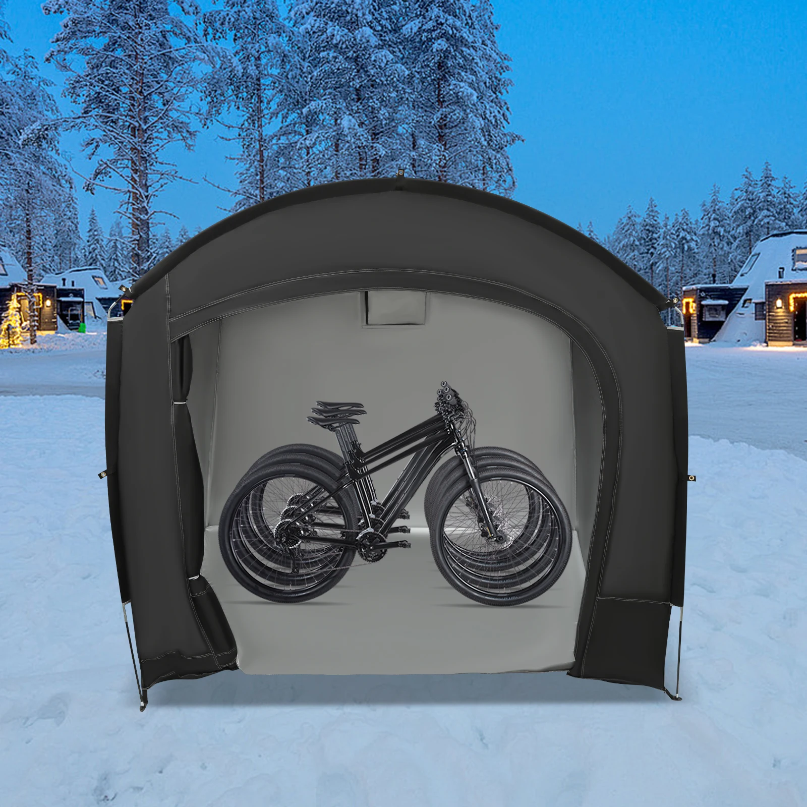 Bike Storage Shed for 1-4 Bikes Portable Waterproof Bicycle Shelter Tent 220x150x185cm 210D Oxford Cloth Foldable Sunshade Cover - Image 2