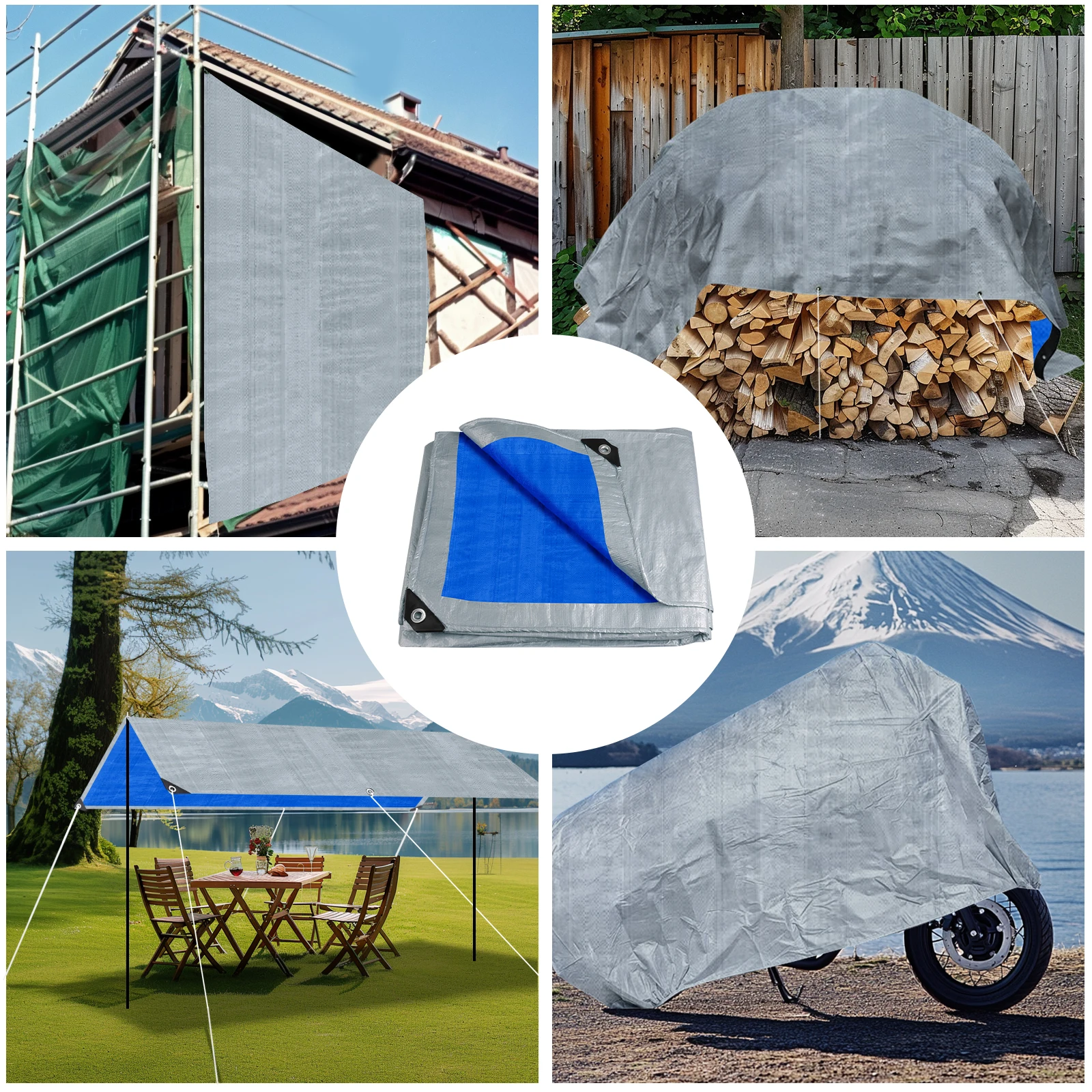 Large Tarpaulin Waterproof Camping Tent Tarp Garden Rain Cover Awning Beach Shade Canopy Multipurpose Outdoor Sun Shelter - Image 6