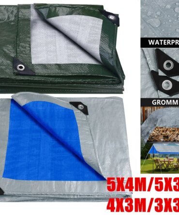 Large Tarpaulin Waterproof Camping Tent Tarp Garden Rain Cover Awning Beach Shade Canopy Multipurpose Outdoor Sun Shelter