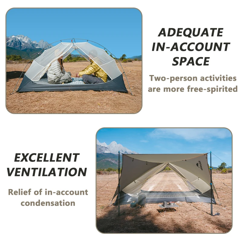 Naturehike Mongar 2 UL Tent Camping 1 2 Person Tent Outdoor Travel 15D Waterproof Ultralight Backpacking Shelter Tent Hiking - Image 3