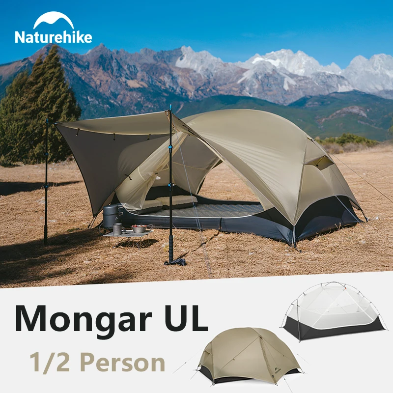 Naturehike Mongar 2 UL Tent Camping 1 2 Person Tent Outdoor Travel 15D Waterproof Ultralight Backpacking Shelter Tent Hiking