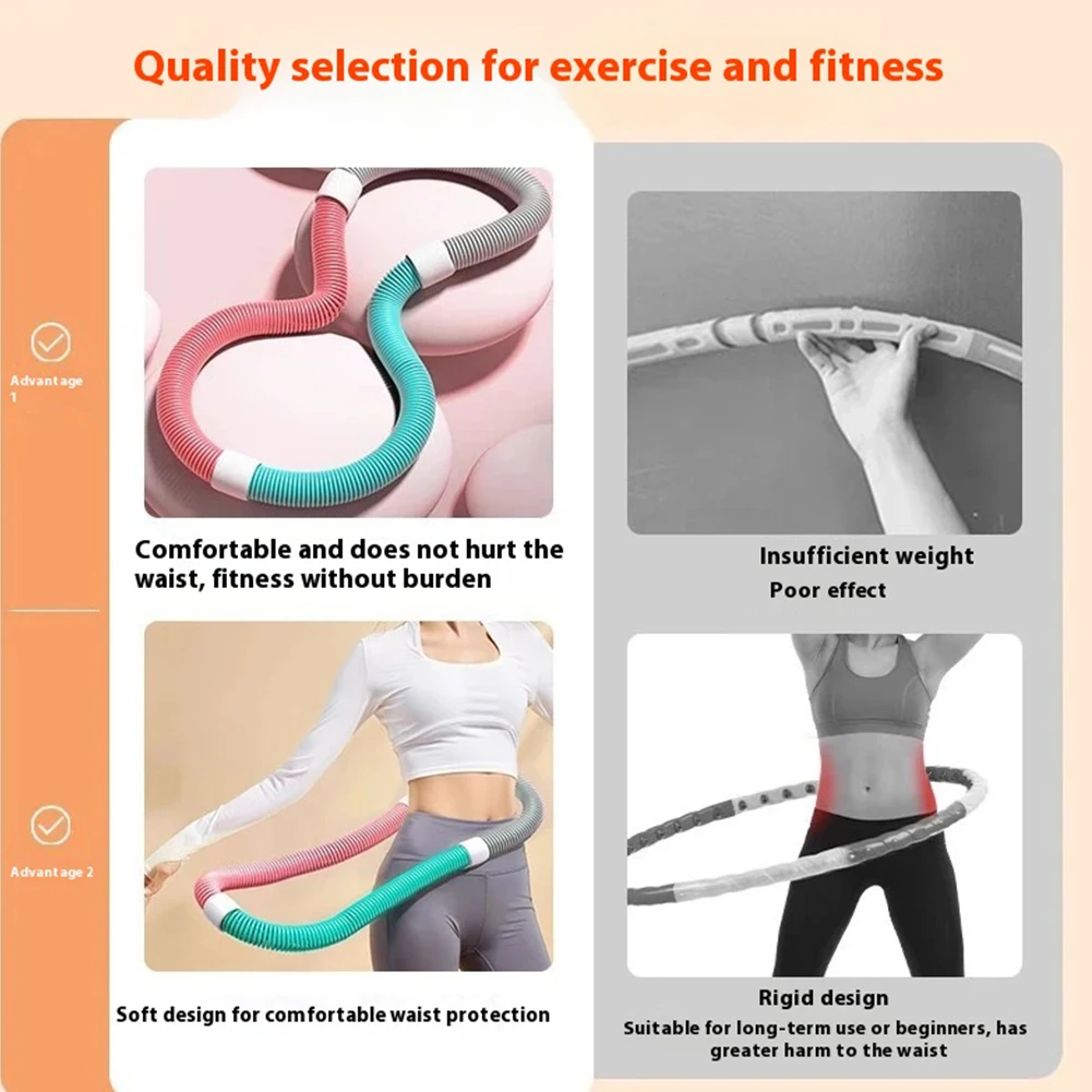 Weighted Fitness Hoop Portable Soft Spring Hoop Quiet Design Foldable Waist Toning Hoop Belly Exercise Hoop for Cardio Exercise - Image 4