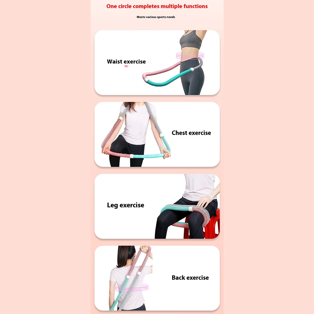 Weighted Fitness Hoop Portable Soft Spring Hoop Quiet Design Foldable Waist Toning Hoop Belly Exercise Hoop for Cardio Exercise - Image 6