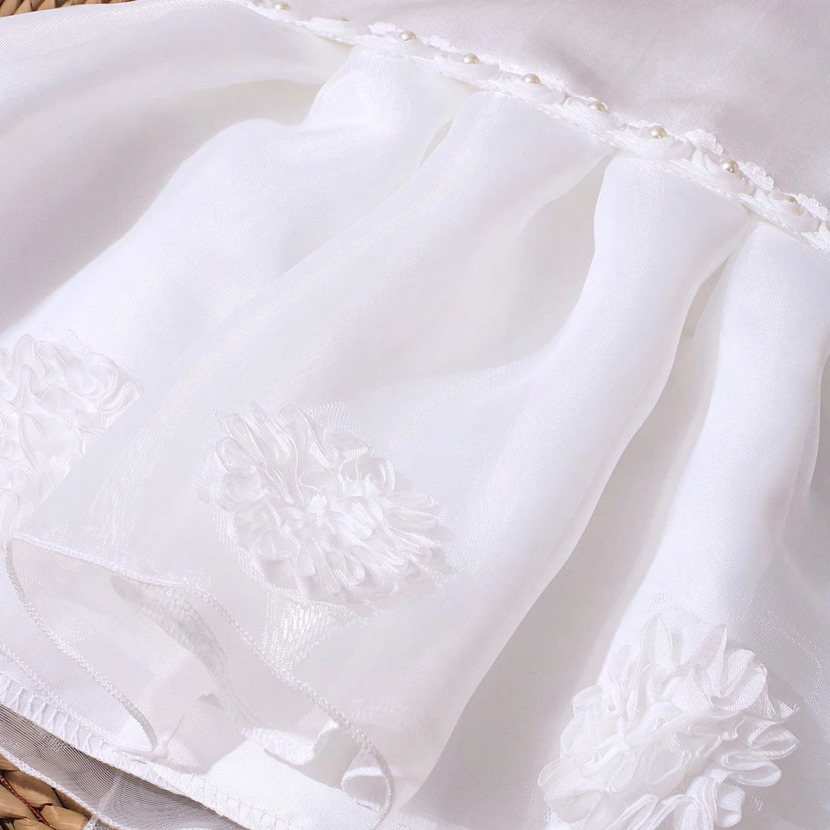 Ylsteed 2Pcs Set White Newborn Girl Dress For Photo Shooting Big Bowknot Baby Photography Dress With Pearl Headband - Image 6